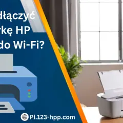 Jak połączyć telefon z drukarką HP DeskJet do Wi-Fi? Ilustracja pokazuje drukarkę i tekst z pytaniem.